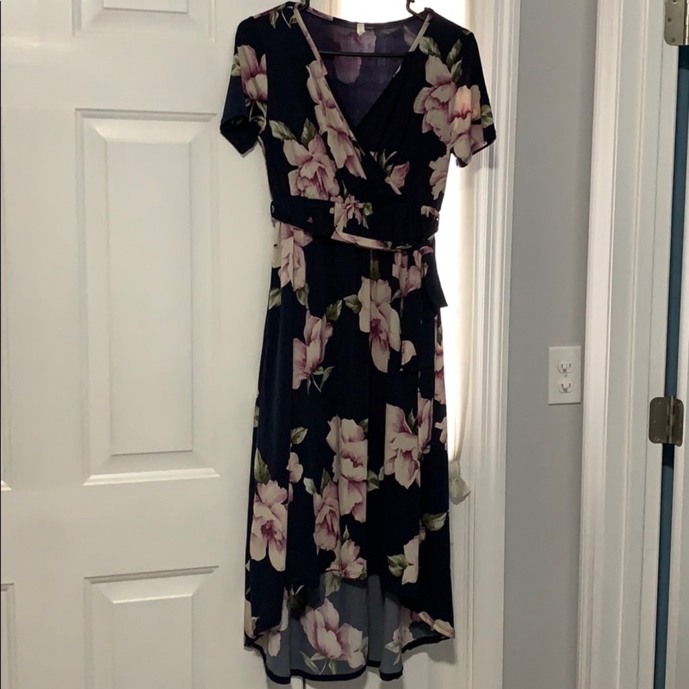 Pink Blush Maternity Navy Floral Dress